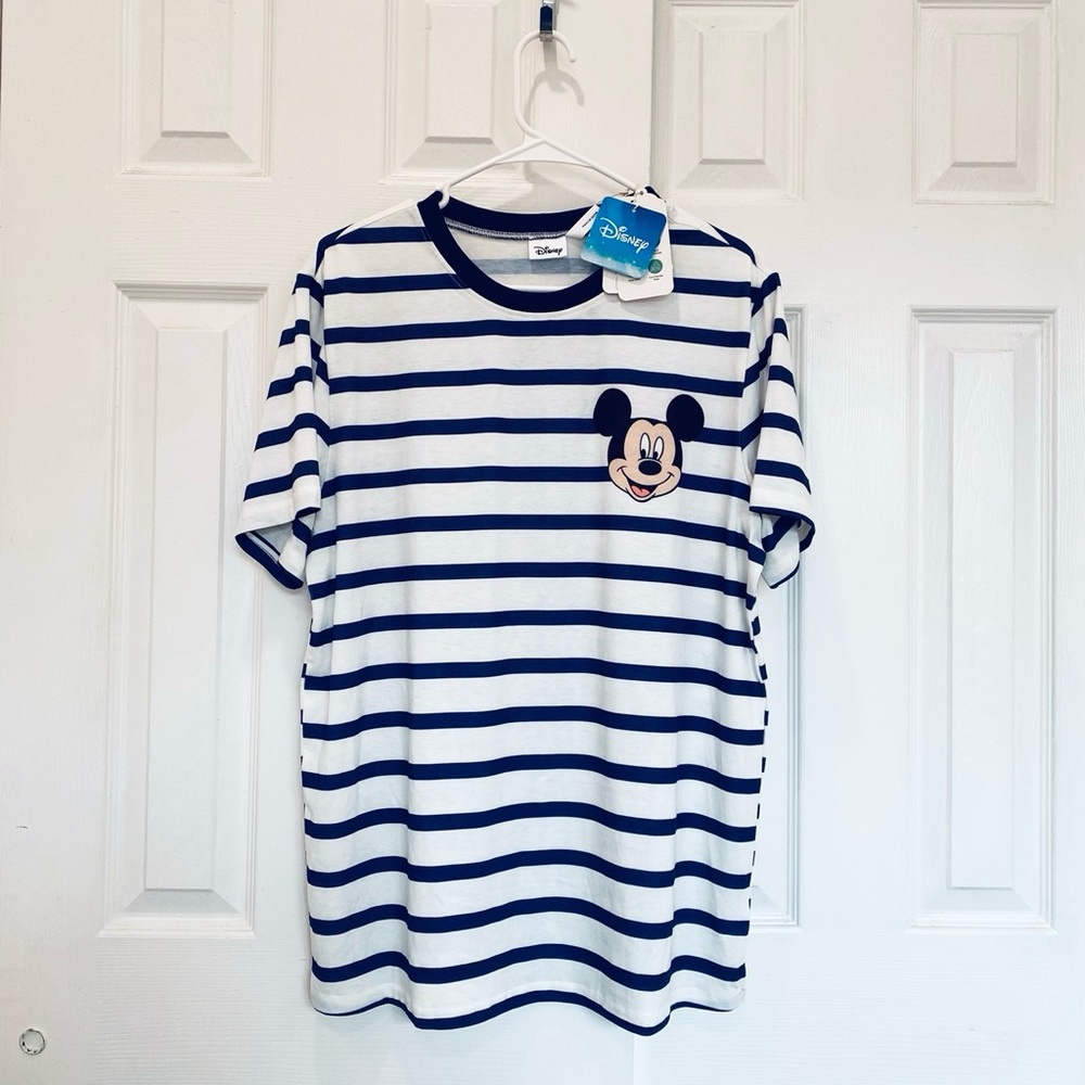 Disney Mickey Mouse Stripe T-shirt, Navy and White